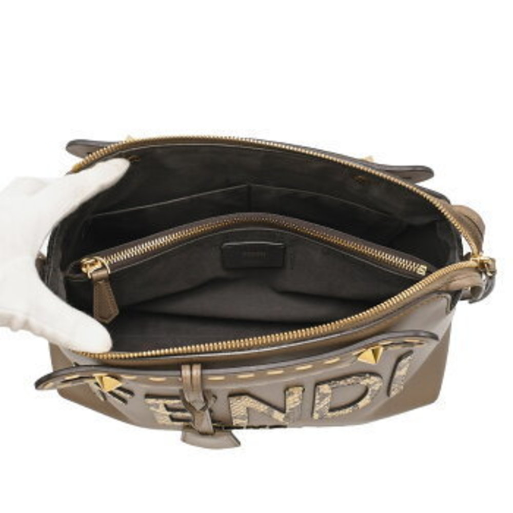 Fendi Visible Handbag Leather Python Grey Beige S… - image 6